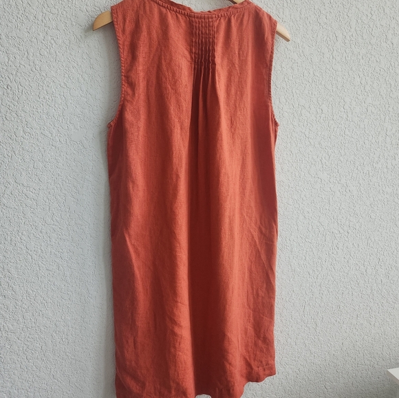 Garnet Hill Women's French Linen Dress in Orange Size 10 - Picture 5 of 7